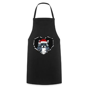 Cracked raccoon with Christmas cap hole - Cooking Apron - black - Front - AI Model Male 185 dark (185cm)