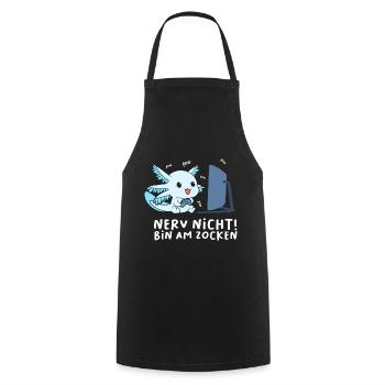 Bin am Zocken Gaming Axolotl - Kochschürze - Schwarz - Vorne - AI Model Male 185 dark (185cm)