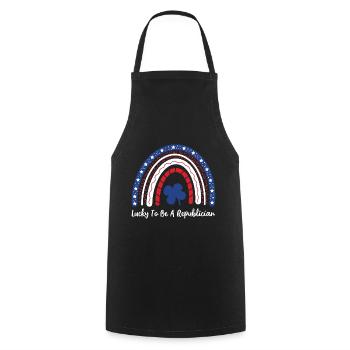 Chanceux d’être un arc-en-ciel républicain  - Tablier de cuisine - noir - Devant - AI Model Male 185 dark (185cm)