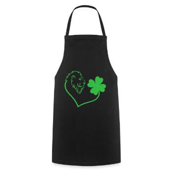 Lion Cloverleaf Lucky Charm Love - Cooking Apron - black - Front - AI Model Male 185 dark (185cm)