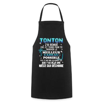 Tonton Cadeau Humour Nièce Message Drôle Famille - Tablier de cuisine - noir - Devant - AI Model Male 185 dark (185cm)