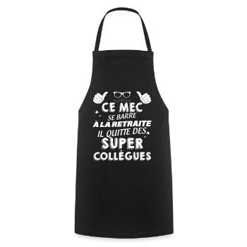 Message Drole Départ Collègue Retraite - Tablier de cuisine - noir - Devant - AI Model Male 185 dark (185cm)
