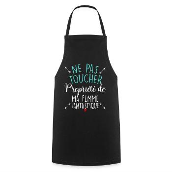 Ma Femme Est Fantasitqie Cadeau Mari Epoux - Tablier de cuisine - noir - Devant - AI Model Male 185 dark (185cm)