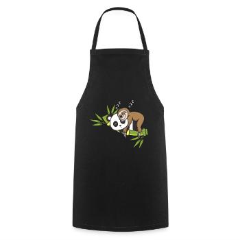 Sloth Panda Sleeping Shirt Nightgown Pajamas - Cooking Apron - black - Front - AI Model Male 185 dark (185cm)