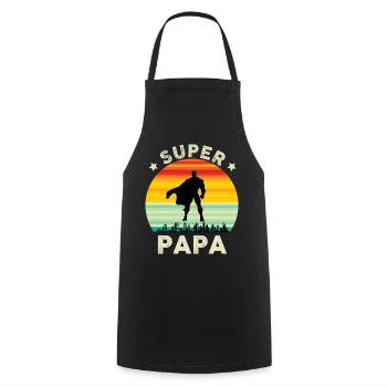 Super Papa Perfekte GeschenkIdee Vater - Kochschürze - Schwarz - Vorne - AI Model Male 185 dark (185cm)