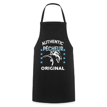 Pêcheur authentic Cadeau Papa - Tablier de cuisine - noir - Devant - AI Model Male 185 dark (185cm)