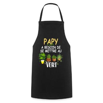 Papy Se Met A Vert Idée Cadeau Rigolo Jardinier - Tablier de cuisine - noir - Devant - AI Model Male 185 dark (185cm)