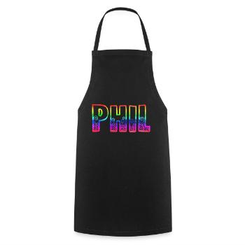 phil rs regenbogen - Kochschürze - Schwarz - Vorne - AI Model Male 185 dark (185cm)