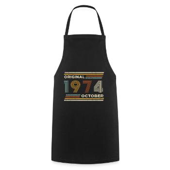 50th Birthday October 1974 Vintage Original Retro - Cooking Apron - black - Front - AI Model Male 185 dark (185cm)