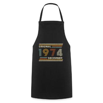 50th Birthday December 1974 Vintage Original Retro - Cooking Apron - black - Front - AI Model Male 185 dark (185cm)
