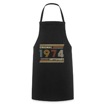 50th Birthday September 1974 Vintage Original Retr - Cooking Apron - black - Front - AI Model Male 185 dark (185cm)