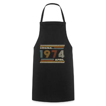 50th Birthday April 1974 Vintage Original Retro - Cooking Apron - black - Front - AI Model Male 185 dark (185cm)