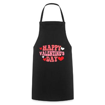 Happy Valentine's Day Boyfriend Girlfriend Love Heart - Cooking Apron - black - Front - AI Model Male 185 dark (185cm)
