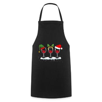 Weinglas Weihnachtsmütze Weintrinker Xmas - Kochschürze - Schwarz - Vorne - AI Model Male 185 dark (185cm)