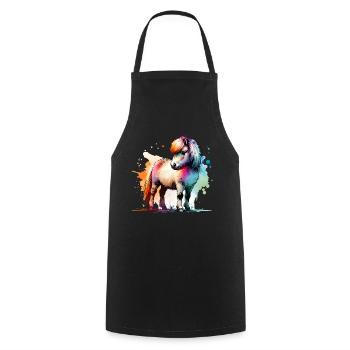 Icelandic Gift Iceland Horses - Cooking Apron - black - Front - AI Model Male 185 dark (185cm)