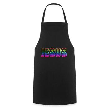 jesus rs regenbogen - Kochschürze - Schwarz - Vorne - AI Model Male 185 dark (185cm)