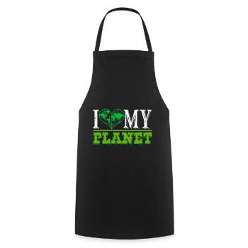 Earth Day I Love My Planet Earth - Cooking Apron - black - Front - AI Model Male 185 dark (185cm)