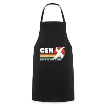 Gen X sunset - Blanc - Tablier de cuisine - noir - Devant - AI Model Male 185 dark (185cm)