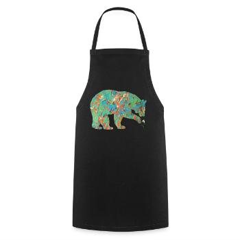 bear with snowdrop e 4 - Cooking Apron - black - Front - AI Model Male 185 dark (185cm)