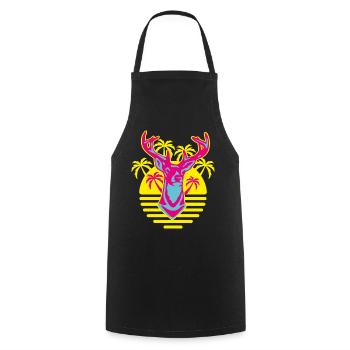 262 Cerf soleil palmiers - Tablier de cuisine - noir - Devant - AI Model Male 185 dark (185cm)