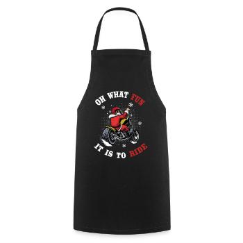 Santa Motorcycle Chopper - Cooking Apron - black - Front - AI Model Male 185 dark (185cm)