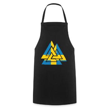 Drapeau suédois avec Valknut, symbole d'Odin - Tablier de cuisine - noir - Devant - AI Model Male 185 dark (185cm)