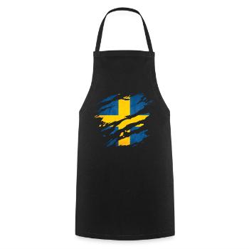 Sweden - National flag, scratches, cracks - Cooking Apron - black - Front - AI Model Male 185 dark (185cm)