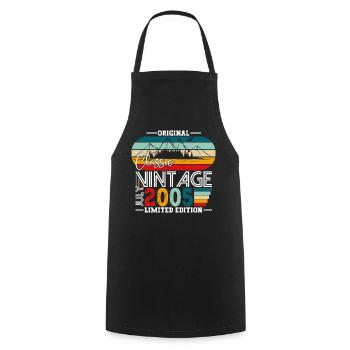 Original Juillet Millésime 2005 17ème Anniversaire Hommes - Tablier de cuisine - noir - Devant - AI Model Male 185 dark (185cm)