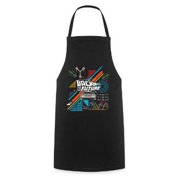 Retour Vers Le Futur Logo Avec Voiture DeLorean - Tablier de cuisine - noir - Devant - AI Model Male 185 dark (185cm)