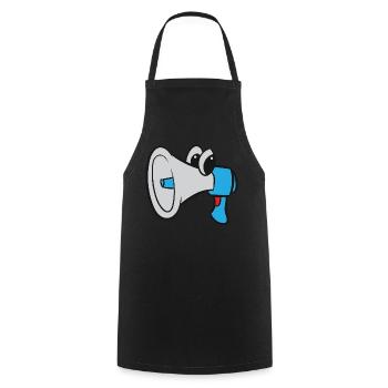 Mégaphone / Mégaphone - Bleu avec les yeux - Tablier de cuisine - noir - Devant - AI Model Male 185 dark (185cm)