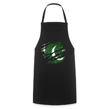 Pakistan - national flag, scratches, cracks - Cooking Apron - black - Front - AI Model Male 185 dark (185cm)