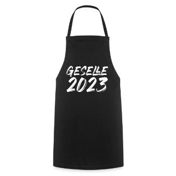 Gesellenprüfung Gesellenbrief Geselle 2023 - Kochschürze - Schwarz - Vorne - AI Model Male 185 dark (185cm)