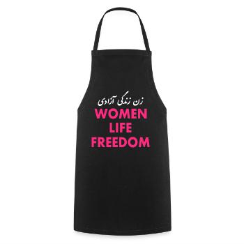 Women life freedom - Kochschürze - Schwarz - Vorne - AI Model Male 185 dark (185cm)