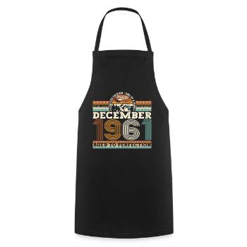 Born December 1961 61st birthday gift - Cooking Apron - black - Front - AI Model Male 185 dark (185cm)