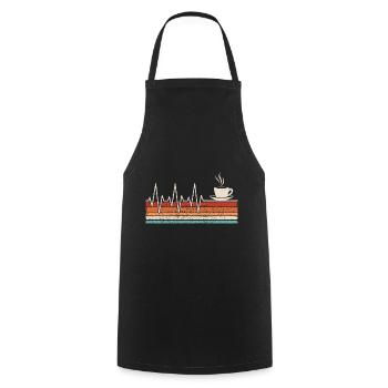 Kaffeetrinker Herzschlag - Kochschürze - Schwarz - Vorne - AI Model Male 185 dark (185cm)