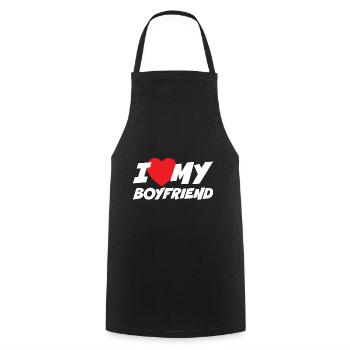 J’aime mon petit ami - Tablier de cuisine - noir - Devant - AI Model Male 185 dark (185cm)