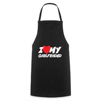I Love my Girlfriend - Cooking Apron - black - Front - AI Model Male 185 dark (185cm)