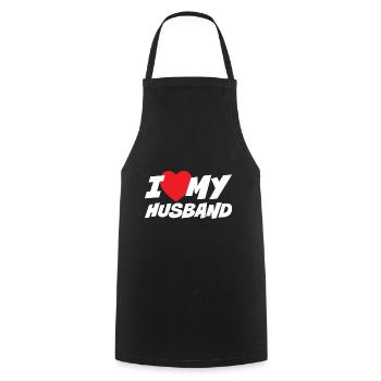 I Love my Husband - Cooking Apron - black - Front - AI Model Male 185 dark (185cm)