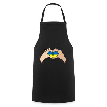 Ukraine Hand Heart Flag Support Ukraine - Kochschürze - Schwarz - Vorne - AI Model Male 185 dark (185cm)