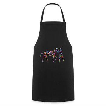 Pferde Gassi Blumen Gärtner Pferdespaziergang - Kochschürze - Schwarz - Vorne - AI Model Male 185 dark (185cm)