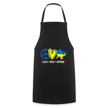 Peace Love Ukraine I Stand With Ukraine - Kochschürze - Schwarz - Vorne - AI Model Male 185 dark (185cm)