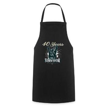 40th birthday - Cooking Apron - black - Front - AI Model Male 185 dark (185cm)