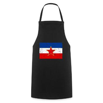 Jugoslawien Flagge Jugoslavia Fahne Stern SFRJ - Kochschürze - Schwarz - Vorne - AI Model Male 185 dark (185cm)
