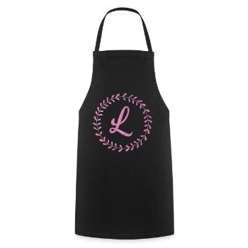 Letter L | Glitter Ornament - Cooking Apron - black - Front - AI Model Male 185 dark (185cm)