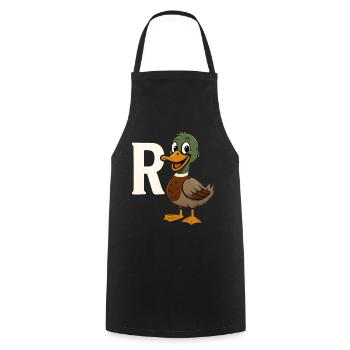 Pension Canard Retraite Grand-père Mamie - Tablier de cuisine - noir - Devant - AI Model Male 185 dark (185cm)