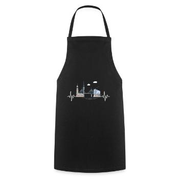 Hamburg Skyline Herzschlag Hamburger Elbe Norden - Kochschürze - Schwarz - Vorne - AI Model Male 185 dark (185cm)