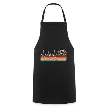 Road Cyclist Heartbeat Retro Road Bike - Cooking Apron - black - Front - AI Model Male 185 dark (185cm)
