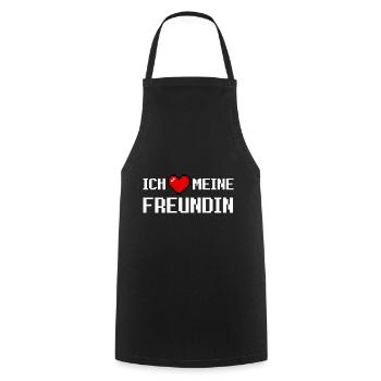 J’aime ma copine Red Pixel Heart Pixel Art - Tablier de cuisine - noir - Devant - AI Model Male 185 dark (185cm)