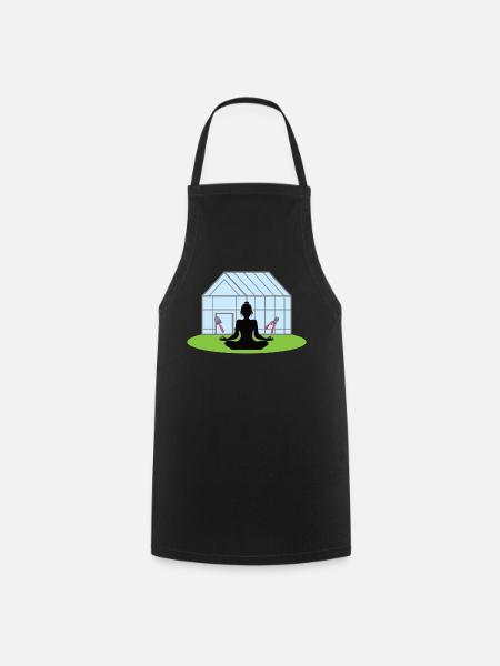 Jardiner est ma femme de yoga avec des ciseaux à la pelle - Tablier de cuisine - noir