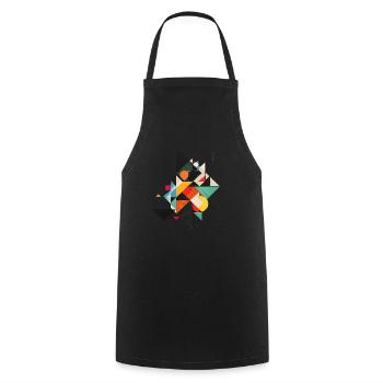 Cooles Geometrisches 80s Motiv - Kochschürze - Schwarz - Vorne - AI Model Male 185 dark (185cm)